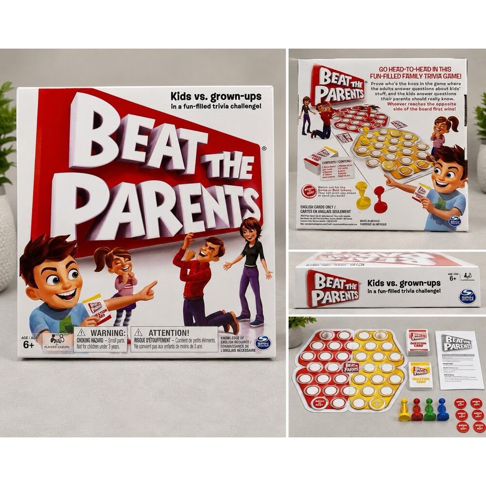 Beat The Parents Family Trivia Board Game Spin Master Complete Kids vs Grown-Ups